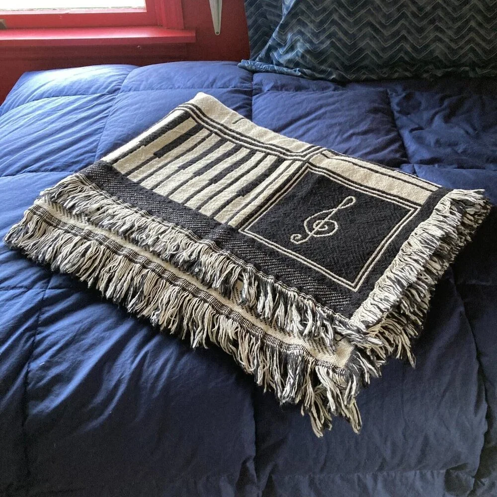Psalm 100 Throw Blanket Make a Joyful Noise Unto the Lord Musical Notes 47x71 in